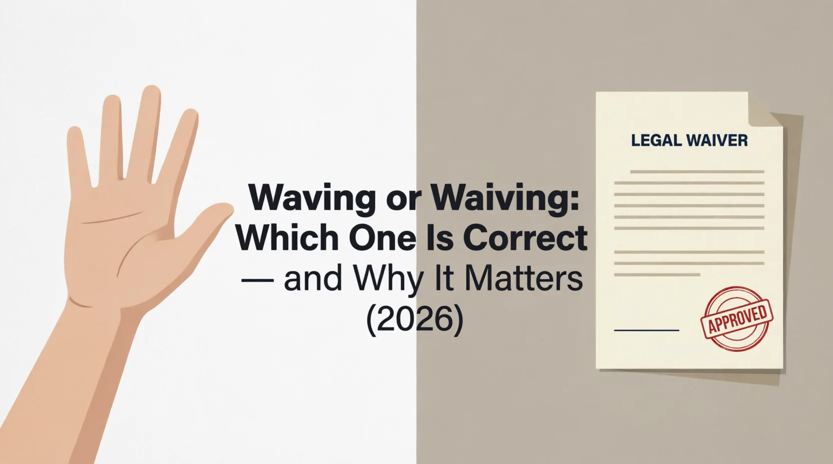Waving or Waiving: Which One Is Correct — and Why It Matters (2026) waving or waiving
