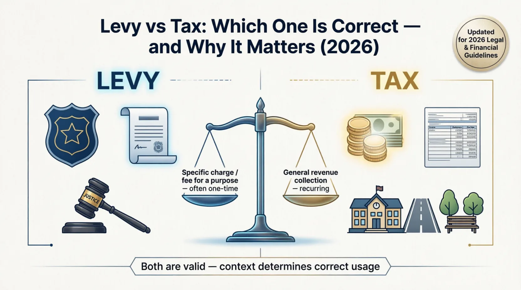 Levy vs Tax: Which One Is Correct — and Why It Matters (2026) levy vs tax