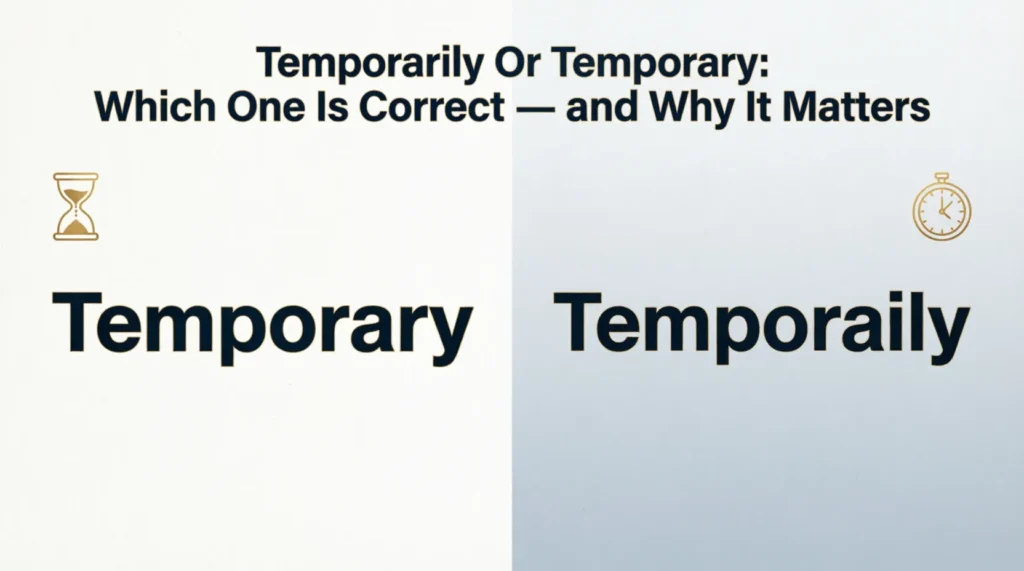 temporarily or temporary